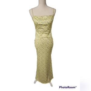Yellow‎ Floral spring bodycon dress
